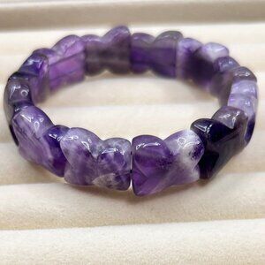 Amethyst  Butterfly Design Stretch Bracelet